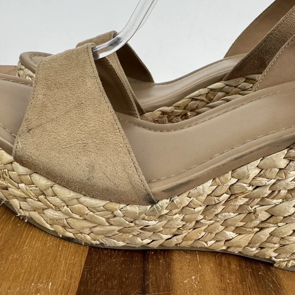New Womens BP Ginny Brown Faux Suede Braided Espadrille Wedges Sandals Size 11 M